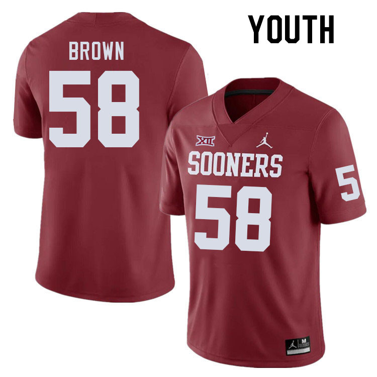 Youth #58 Spencer Brown Oklahoma Sooners College Football Jerseys Stitched-Crimson